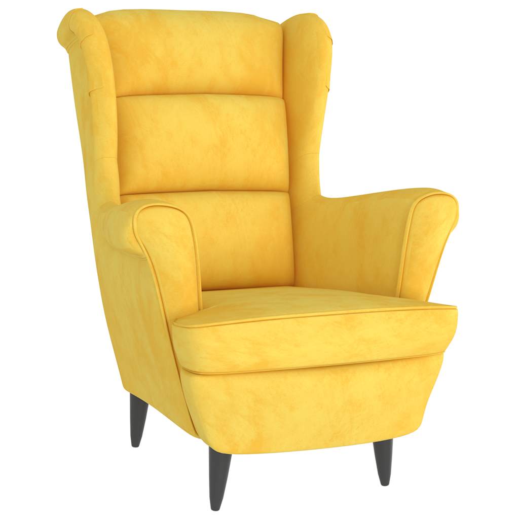 Fauteuil jaune moutarde velours - XIOS