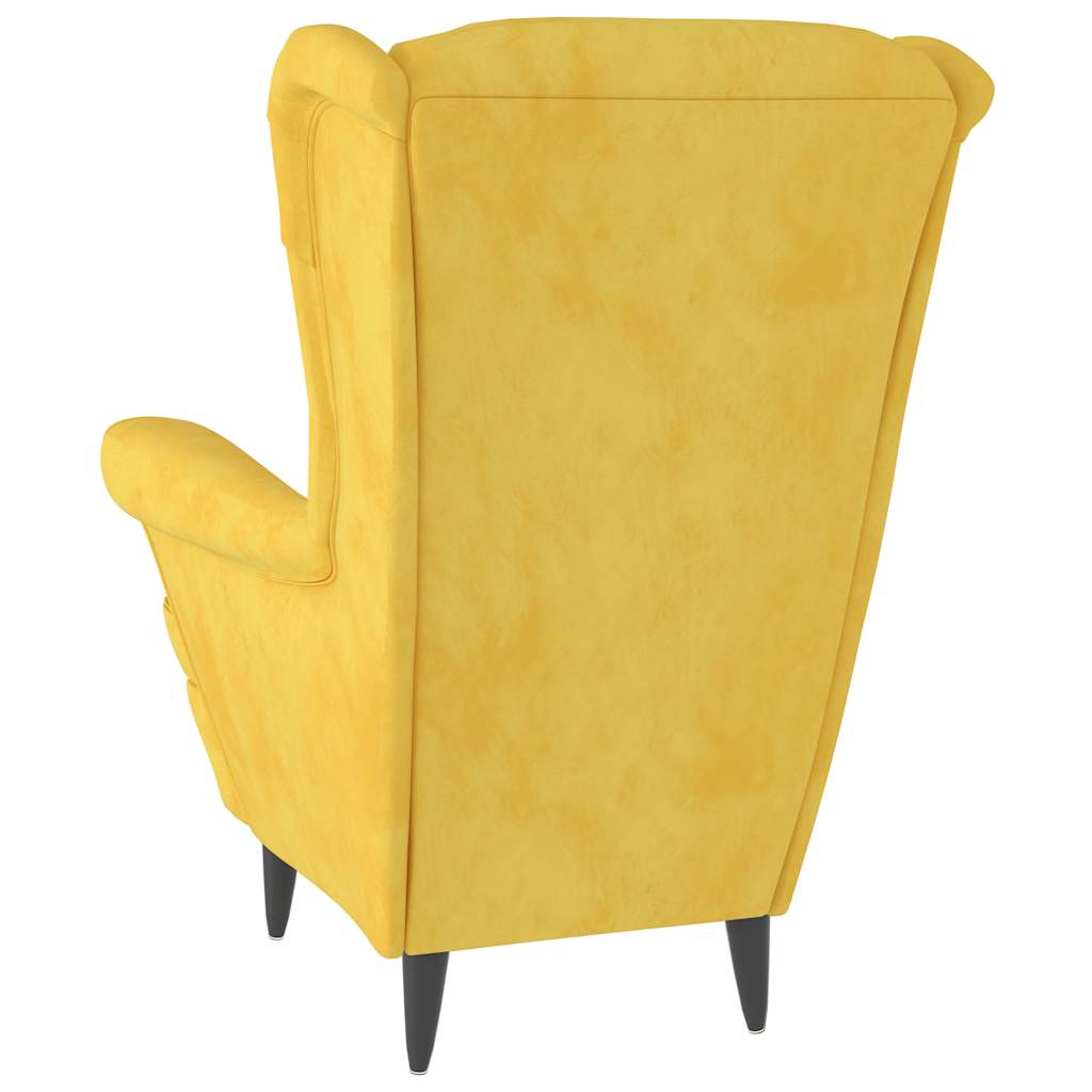 Fauteuil jaune moutarde velours - XIOS