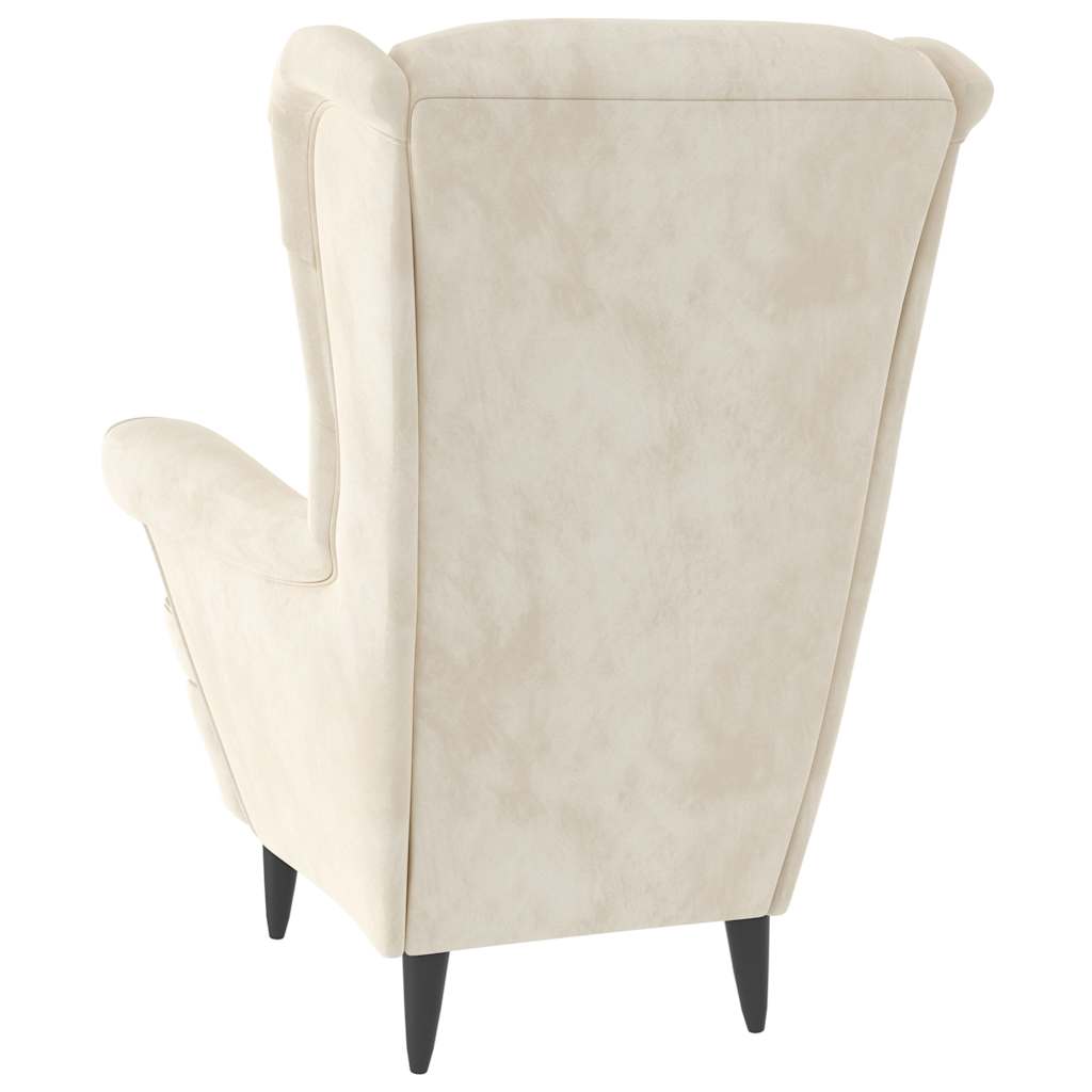 Fauteuil blanc crème velours - XIOS