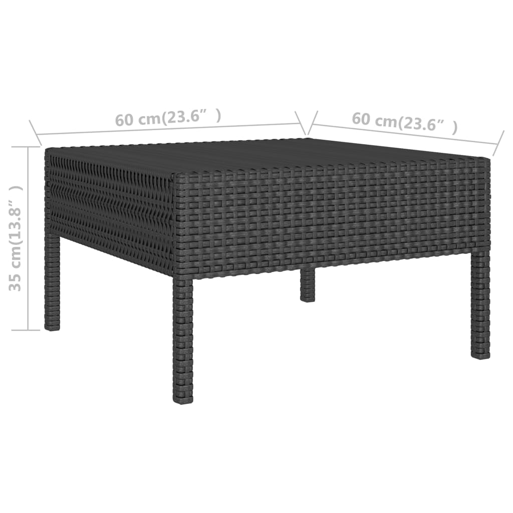 Salon de jardin 3 pcs avec coussins Résine tressée Noir