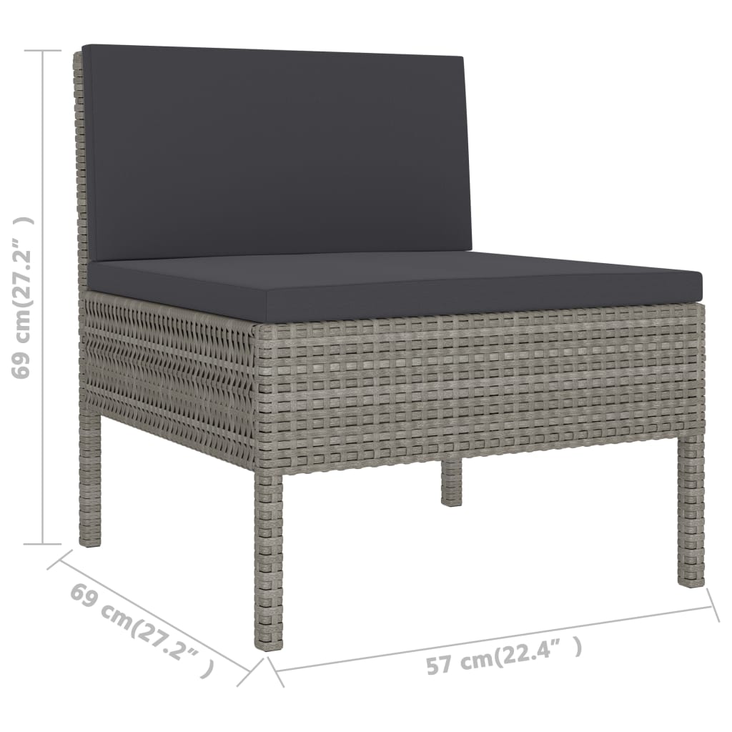 Salon de jardin 2 pcs avec coussins Résine tressée Gris