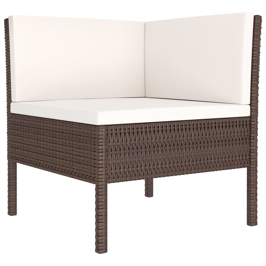 Salon de jardin 3 pcs avec coussins Résine tressée Marron