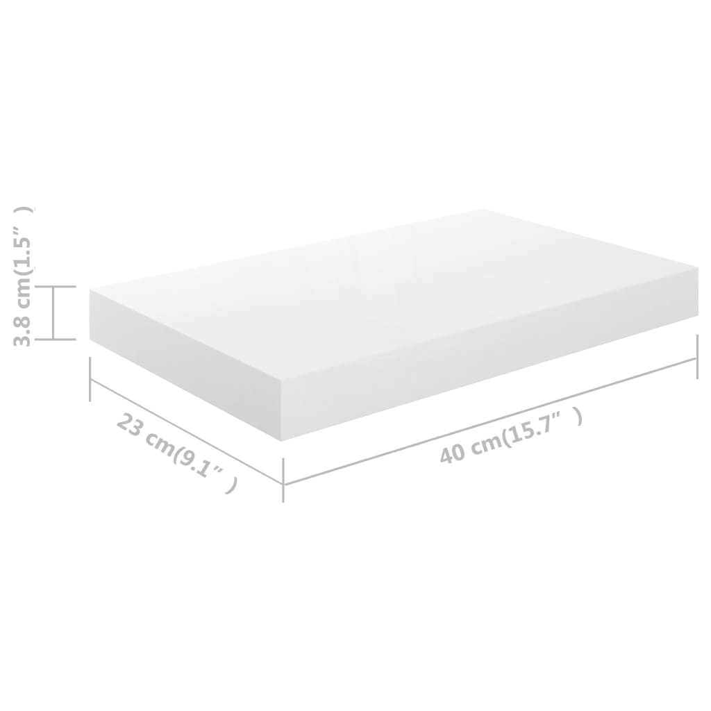Étagère murale flottante 4 pcs Blanc brillant 40x23x3,8 cm MDF - XIOS