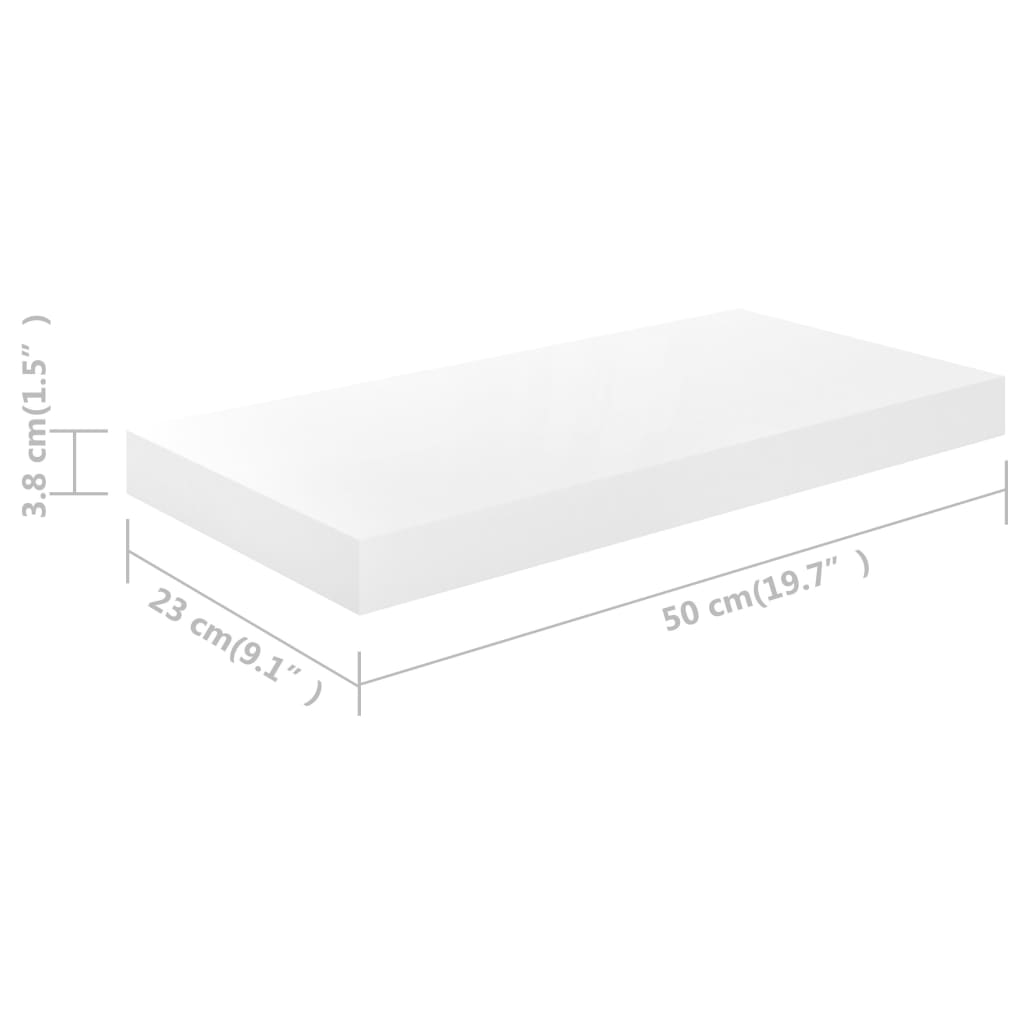 Étagère murale flottante Blanc brillant 50x23x3,8 cm MDF - XIOS
