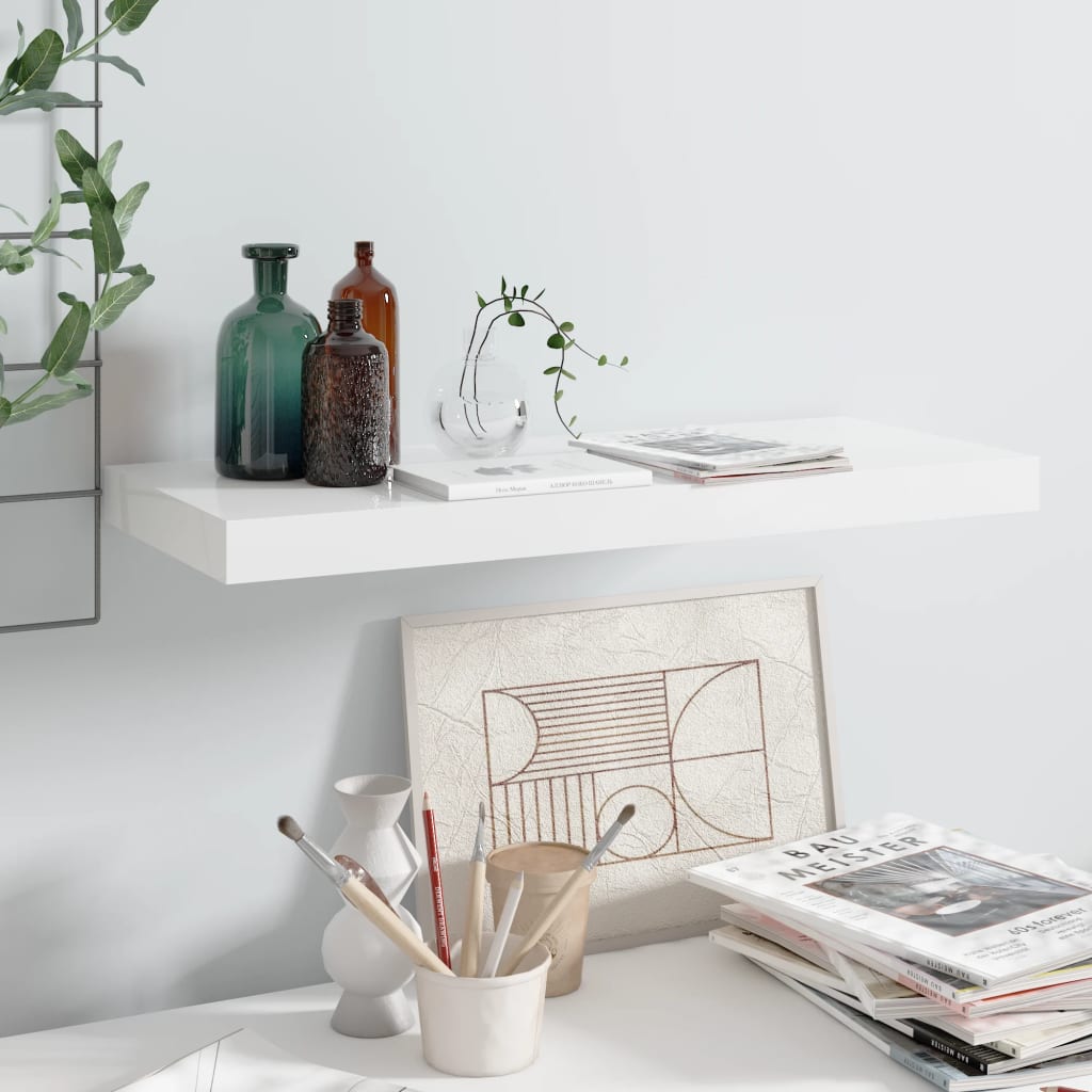 Étagère murale flottante Blanc brillant 60x23,5x3,8 cm MDF - XIOS