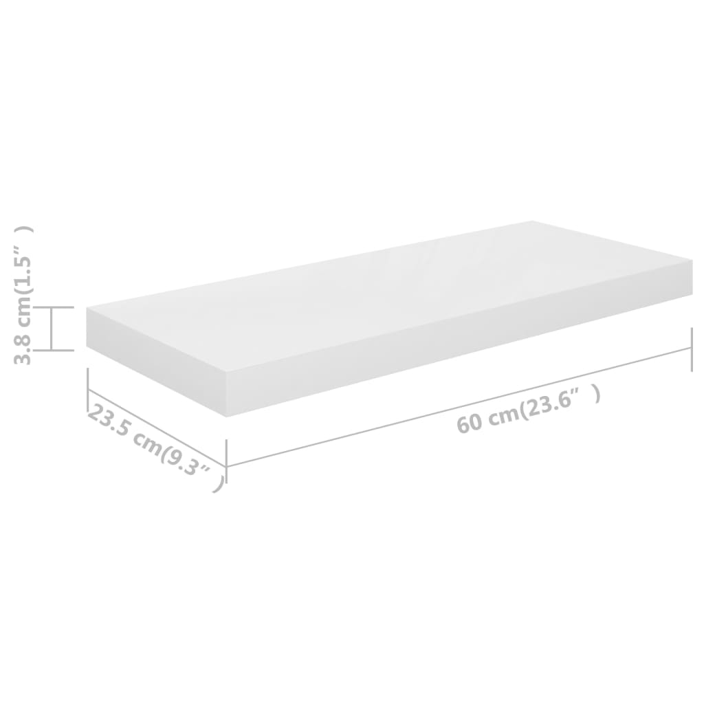 Étagère murale flottante 4 pcs Blanc brillant 60x23,5x3,8cm MDF - XIOS
