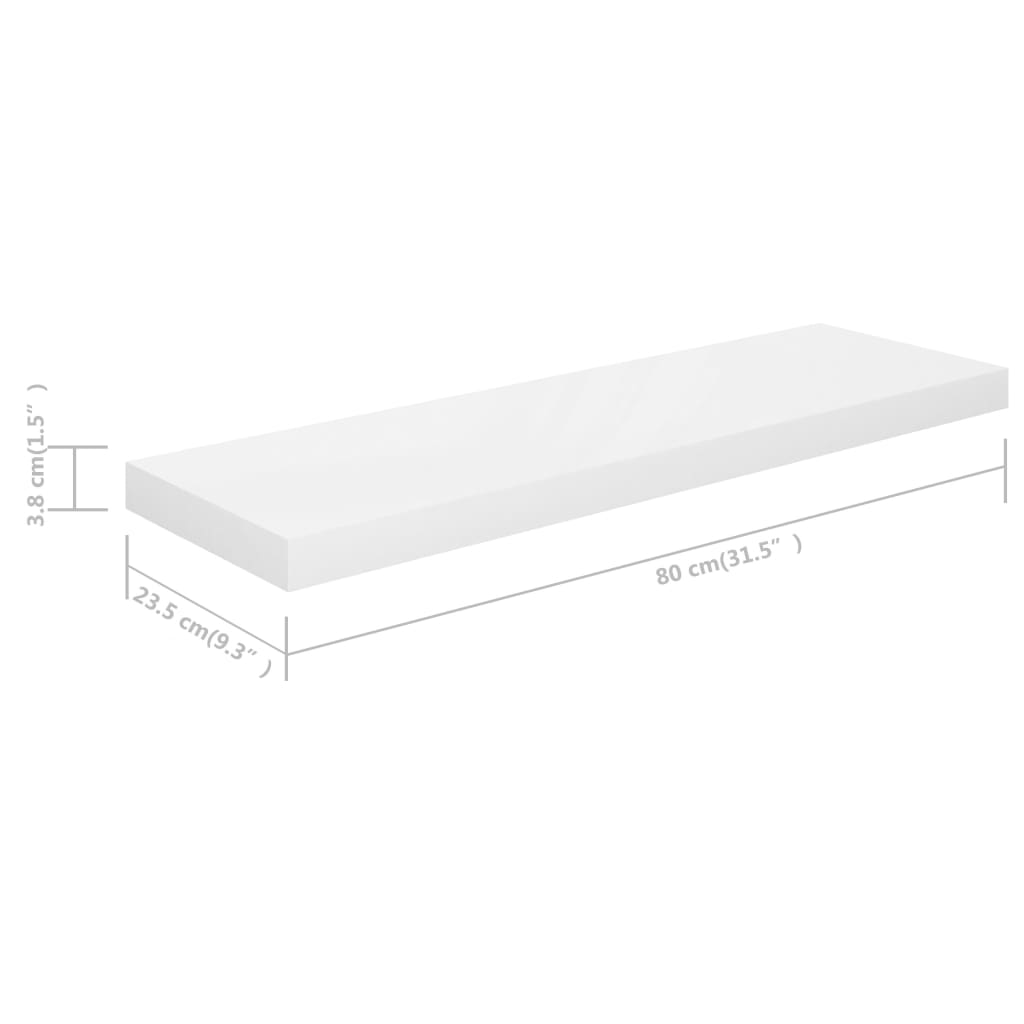 Étagère murale flottante 4 pcs Blanc brillant 80x23,5x3,8cm MDF Étagères murales & corniches vidaXL