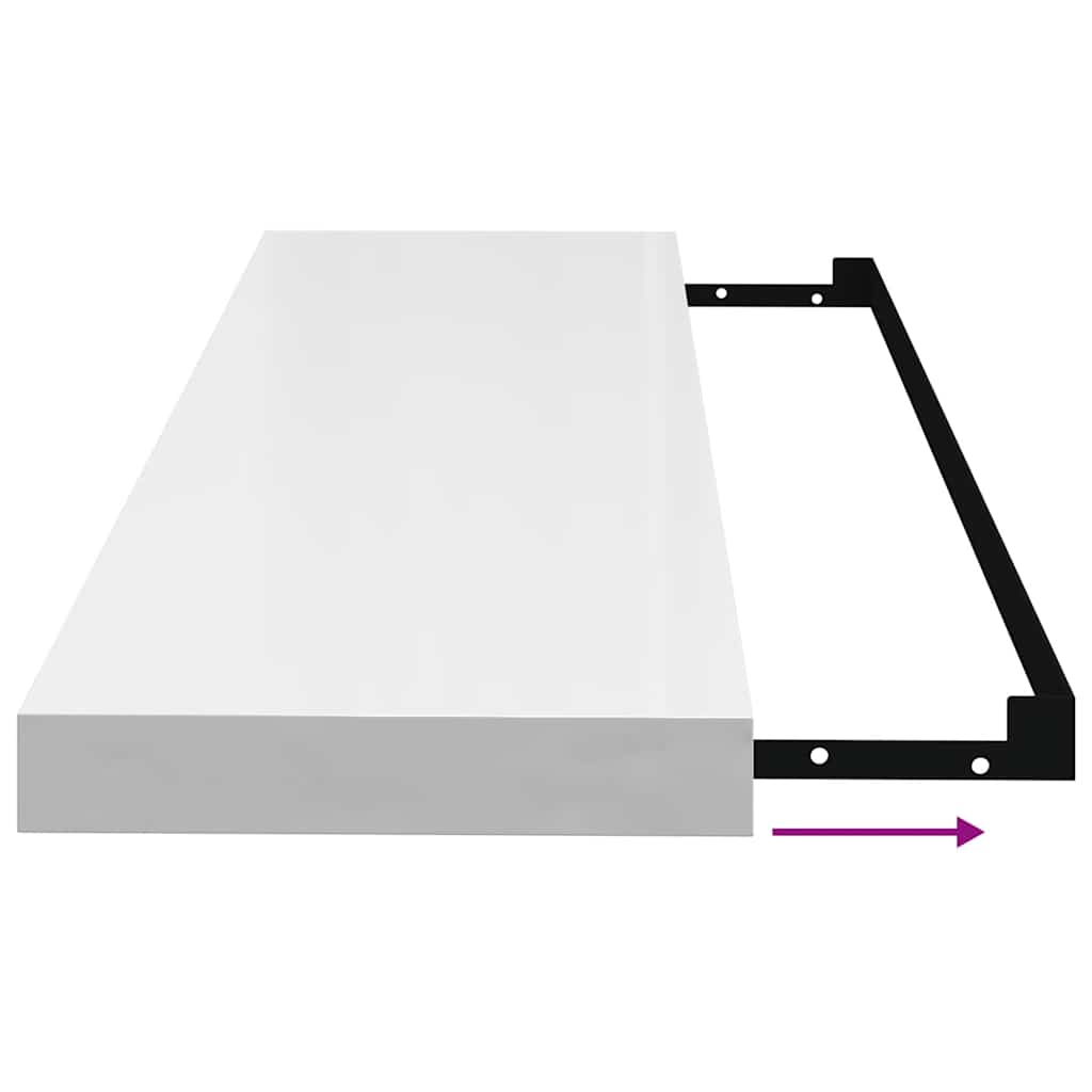 Étagère murale flottante 4 pcs Blanc brillant 80x23,5x3,8cm MDF - XIOS