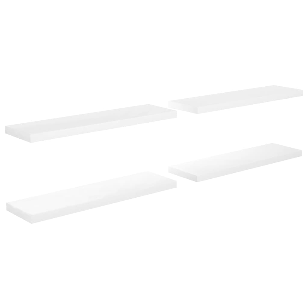 Étagère murale flottante 4 pcs Blanc brillant 90x23,5x3,8cm MDF - XIOS