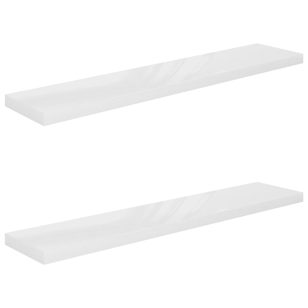 Étagère murale flottante 2pcs Blanc brillant 120x23,5x3,8cm MDF - XIOS