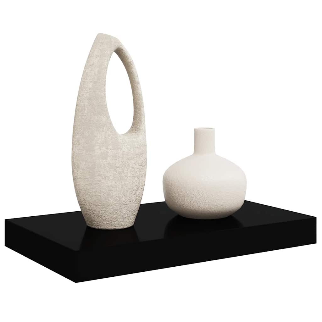 Étagère murale flottante Noir brillant 40x23x3,8 cm MDF - XIOS