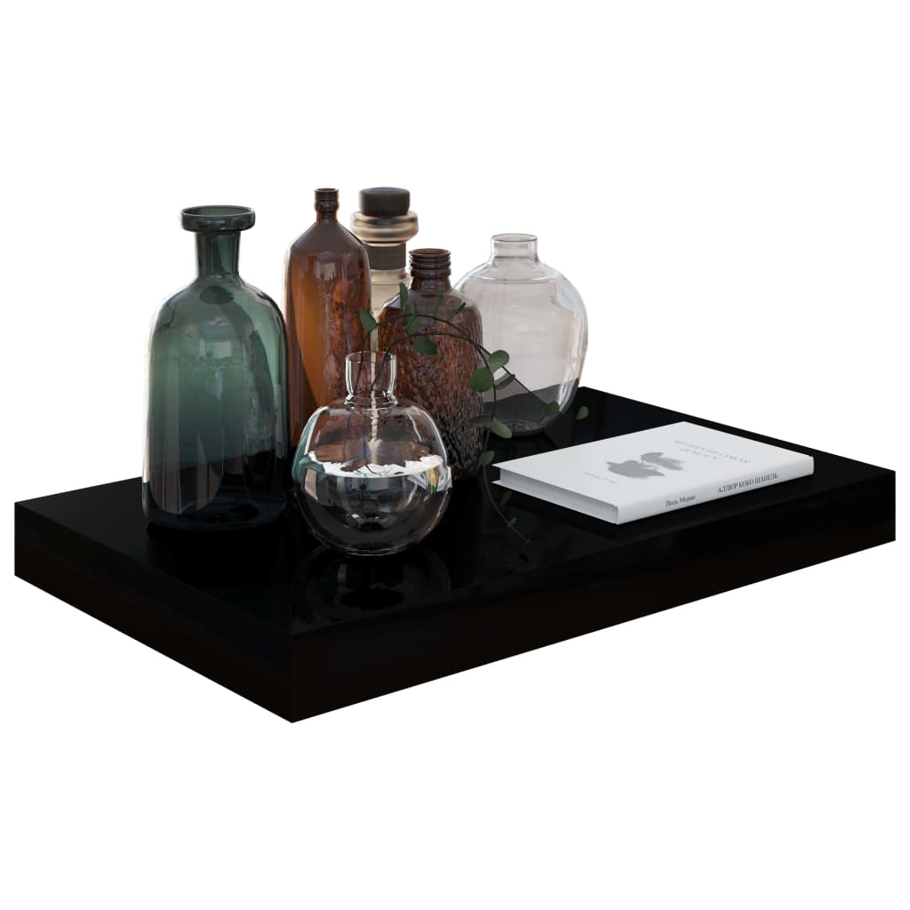 Étagère murale flottante 4 pcs Noir brillant 40x23x3,8 cm MDF - XIOS