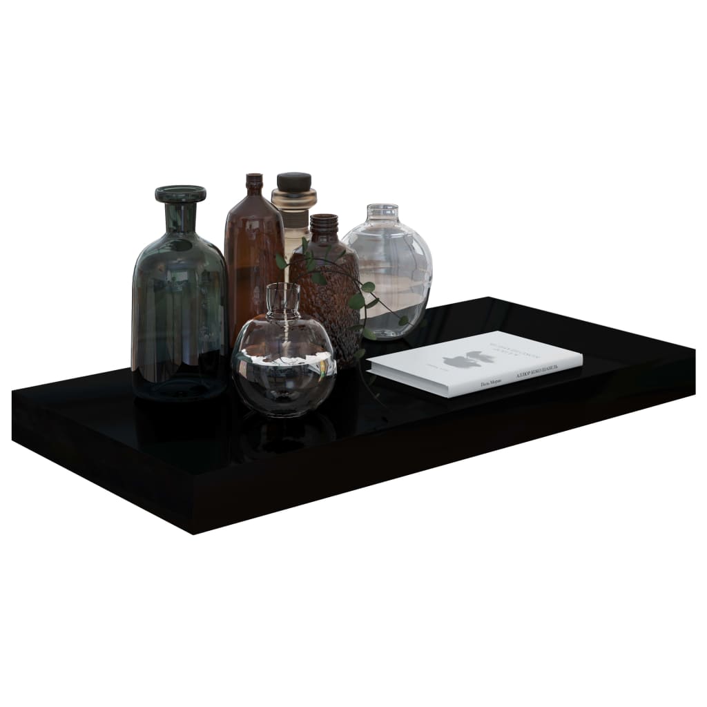 Étagère murale flottante 2 pcs Noir brillant 50x23x3,8 cm MDF - XIOS