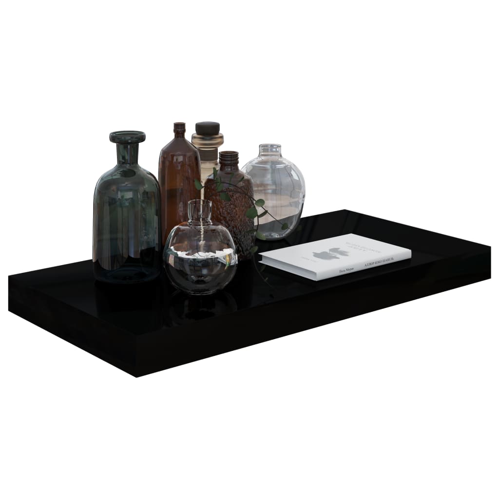 Étagère murale flottante 4 pcs Noir brillant 50x23x3,8 cm MDF - XIOS