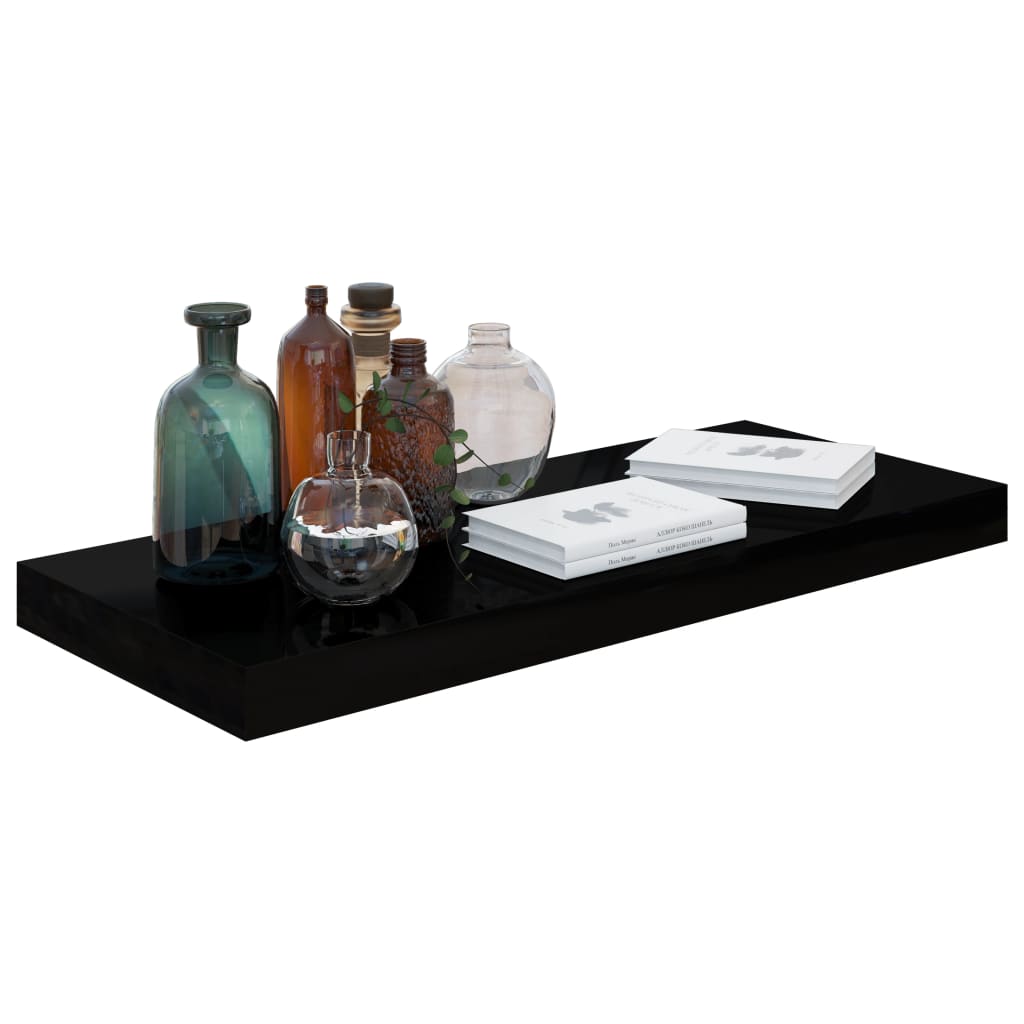 Étagère murale flottante 2 pcs Noir brillant 60x23,5x3,8 cm MDF - XIOS