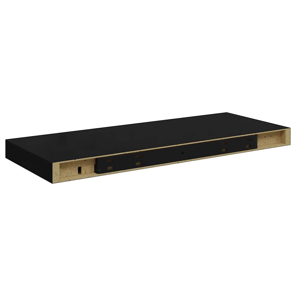 Étagère murale flottante 2 pcs Noir brillant 60x23,5x3,8 cm MDF - XIOS