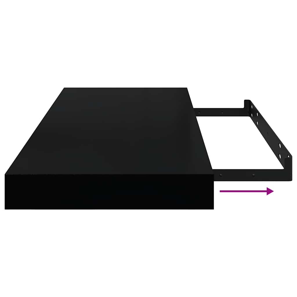 Étagère murale flottante 4 pcs Noir brillant 60x23,5x3,8 cm MDF - XIOS