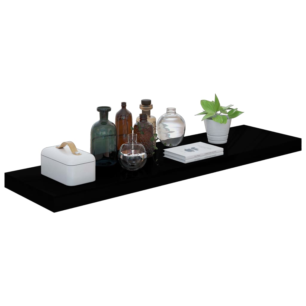 Étagère murale flottante Noir brillant 90x23,5x3,8 cm MDF - XIOS
