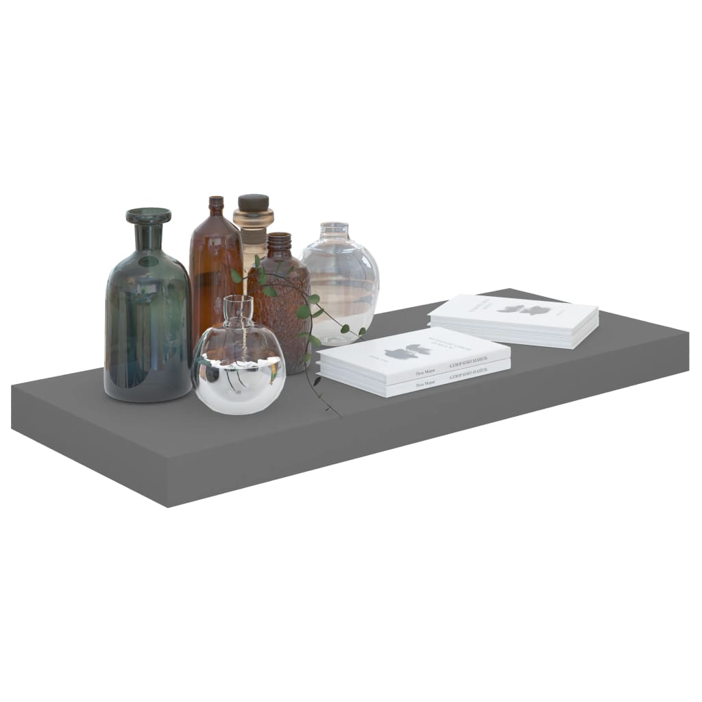 Étagère murale flottante 2 pcs Gris brillant 60x23,5x3,8 cm MDF - XIOS