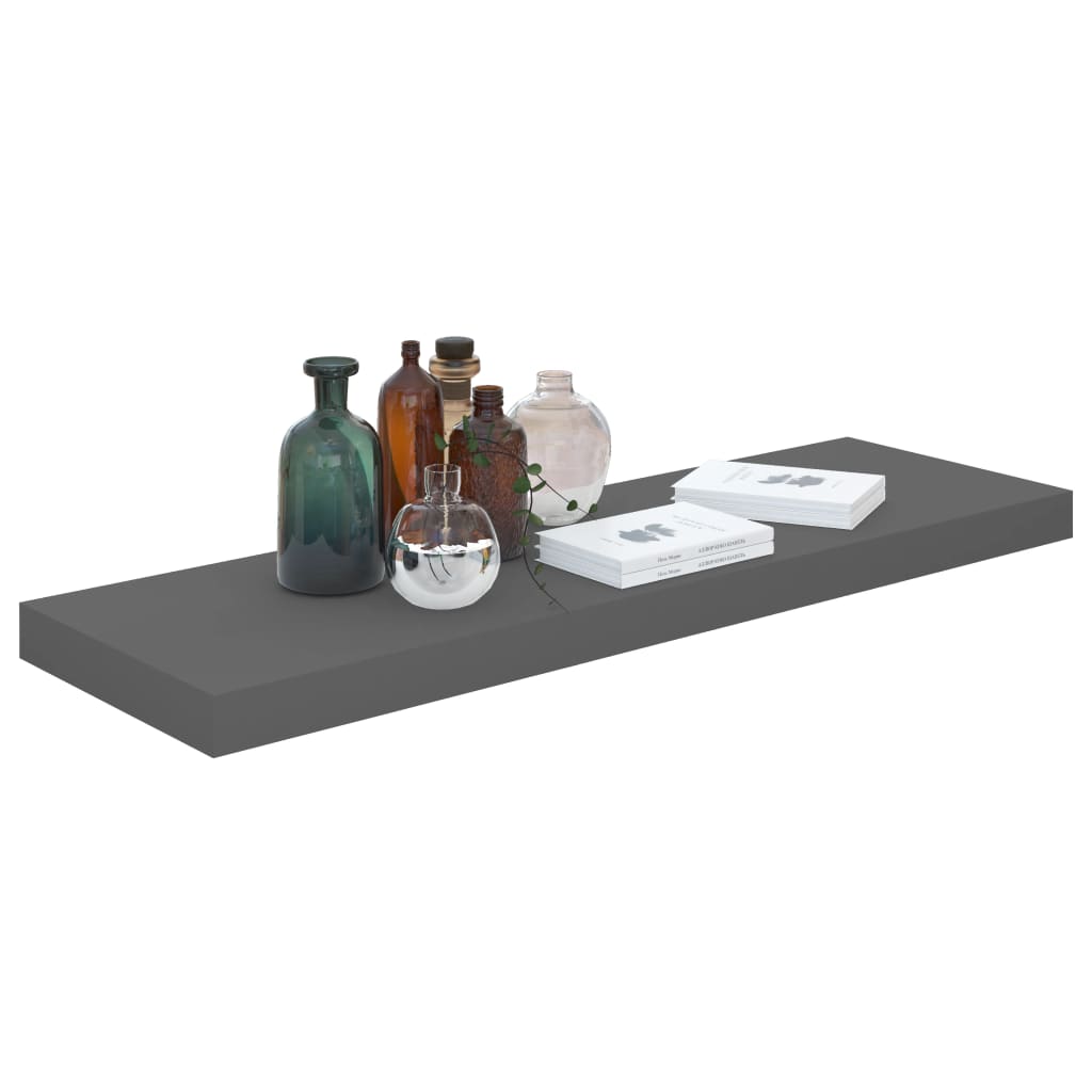 Étagère murale flottante Gris brillant 80x23,5x3,8 cm MDF - XIOS