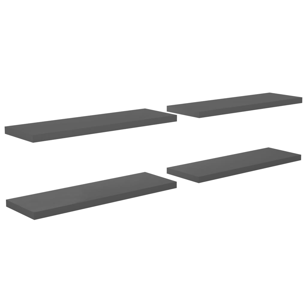Étagères murales flottantes 4 pcs gris brillant 120x23,5x3,8 cm Étagères murales & corniches vidaXL