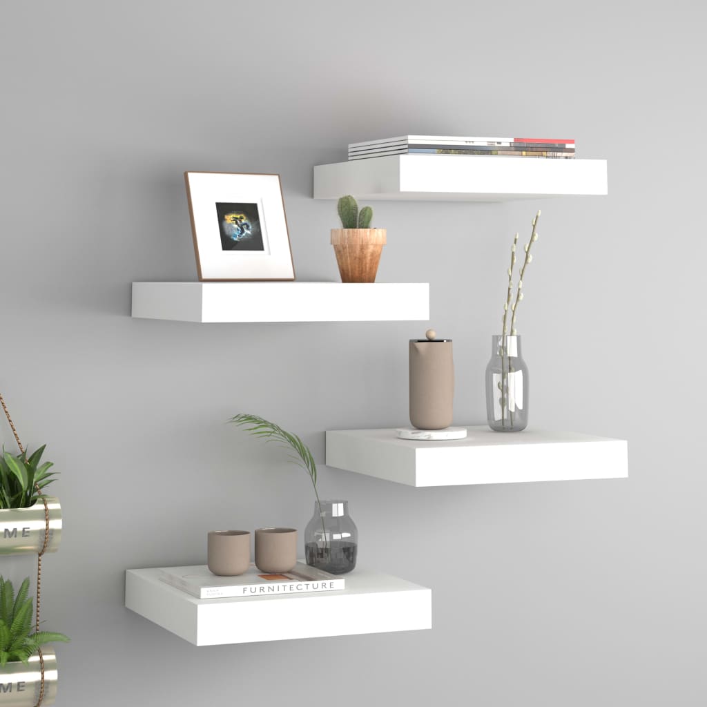 Étagères murales flottantes 4 pcs blanc 23x23,5x3,8 cm MDF - XIOS