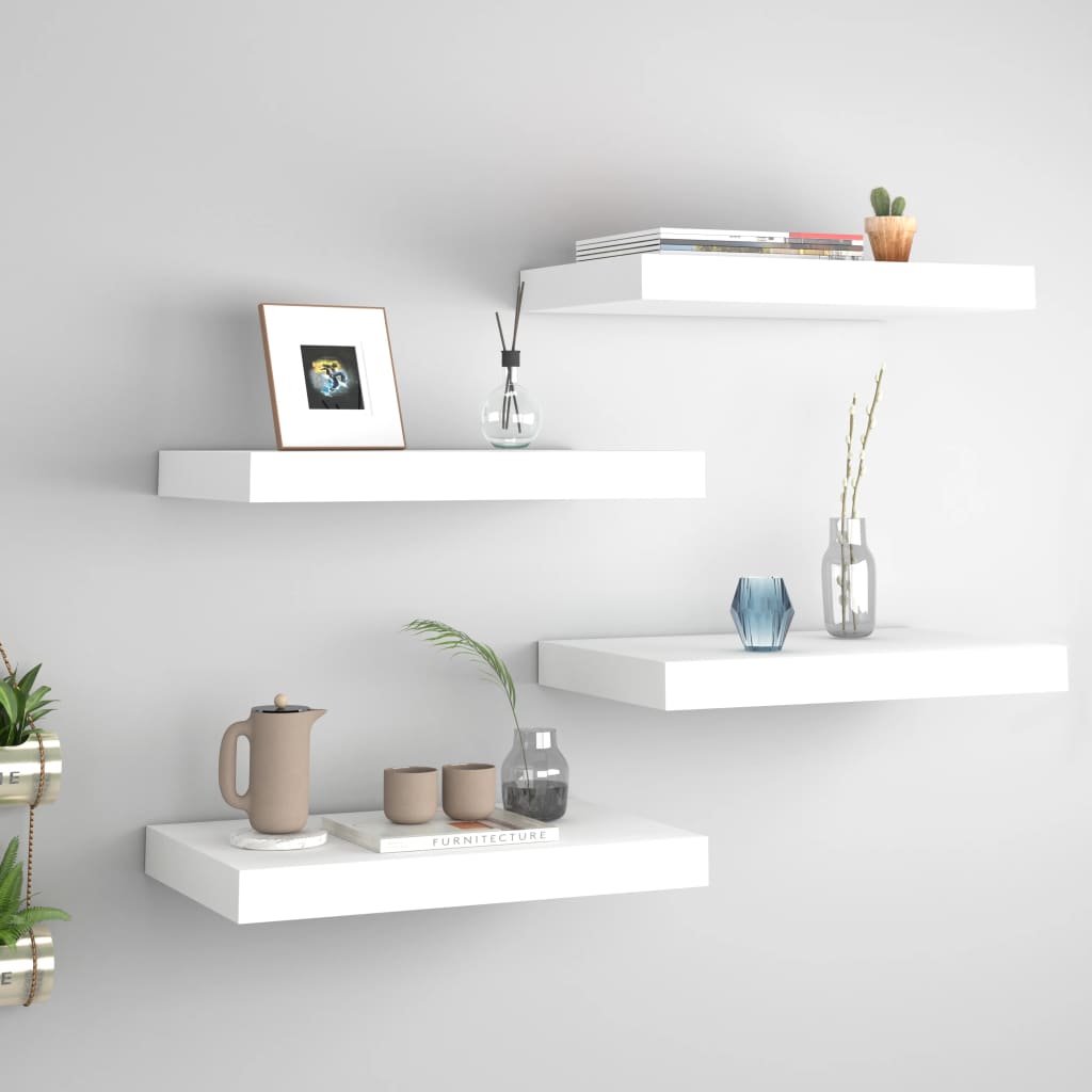 Étagères murales flottantes 4 pcs blanc 40x23x3,8 cm MDF - XIOS