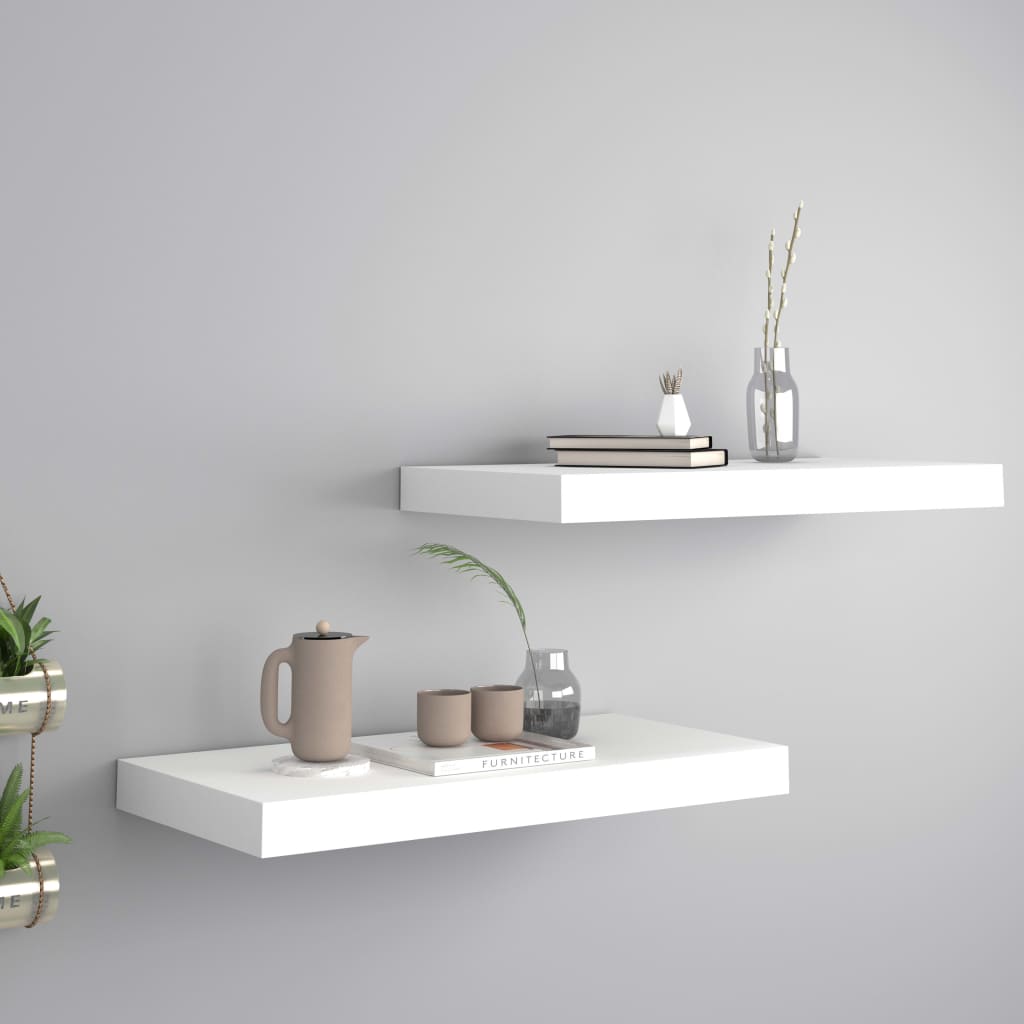 Étagères murales flottantes 2 pcs blanc 50x23x3,8 cm MDF - XIOS