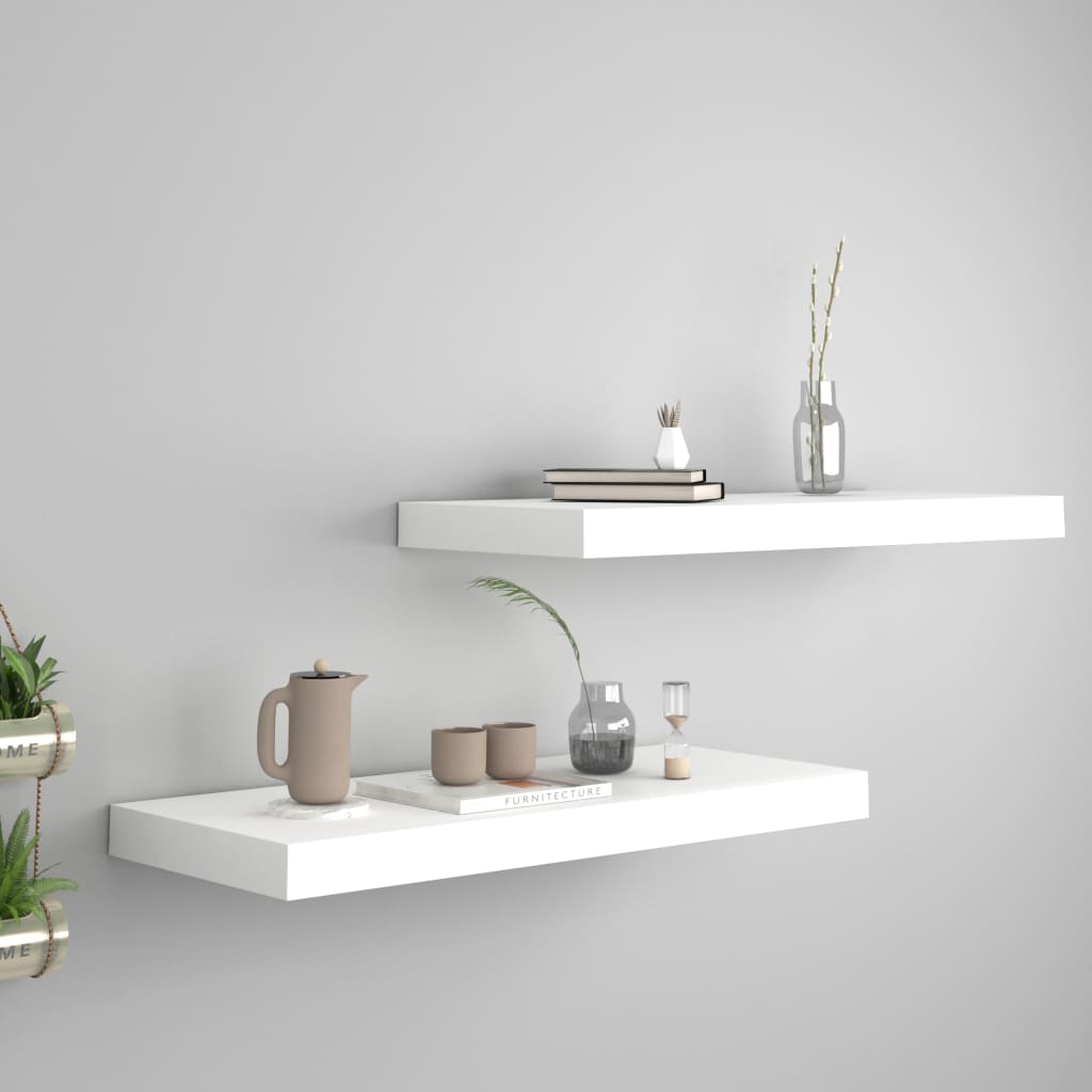 Étagères murales flottantes 2 pcs blanc 60x23,5x3,8 cm MDF - XIOS
