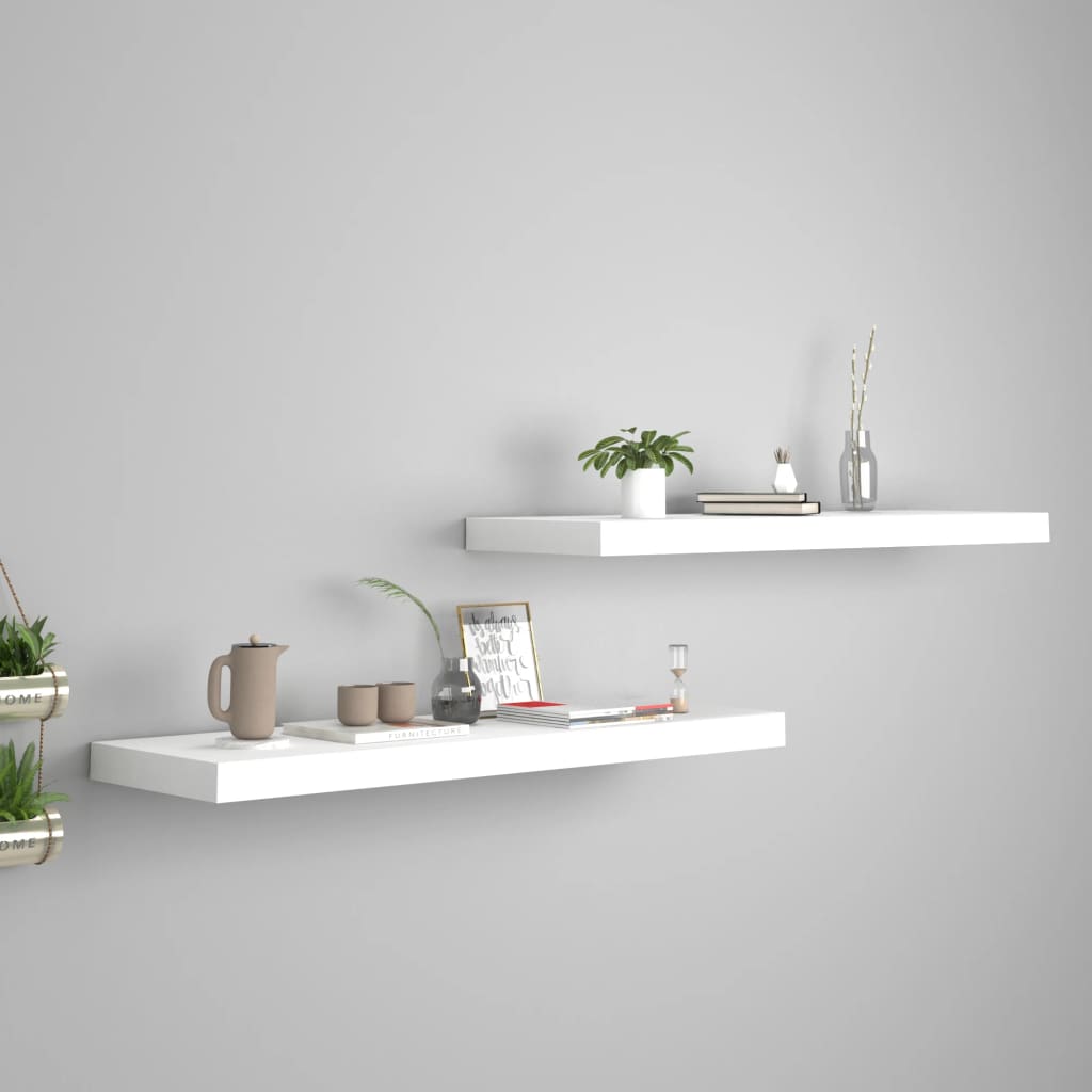 Étagères murales flottantes 2 pcs blanc 80x23,5x3,8 cm MDF - XIOS