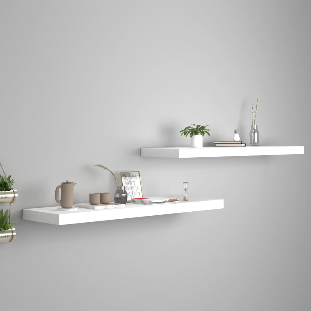 Étagères murales flottantes 2 pcs blanc 90x23,5x3,8 cm MDF - XIOS
