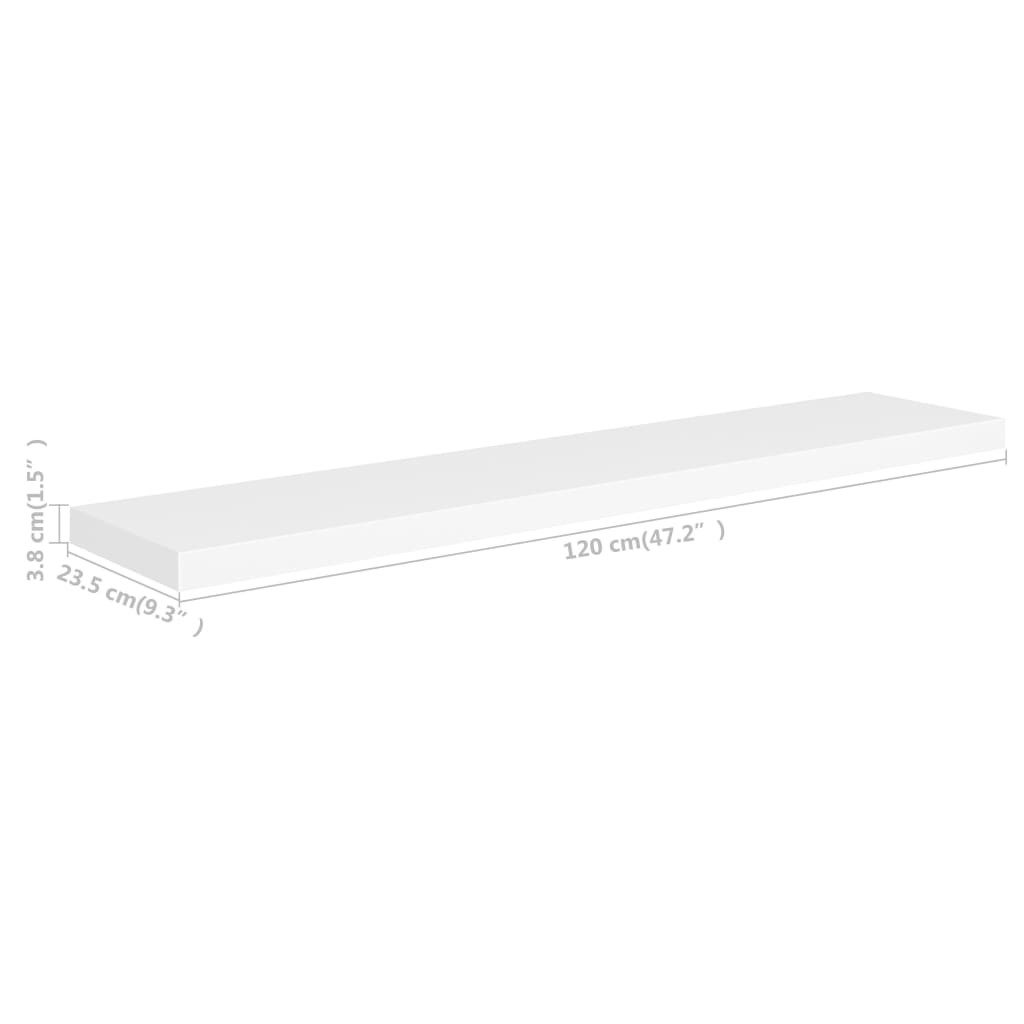 Étagères murales flottantes 2 pcs blanc 120x23,5x3,8 cm MDF - XIOS