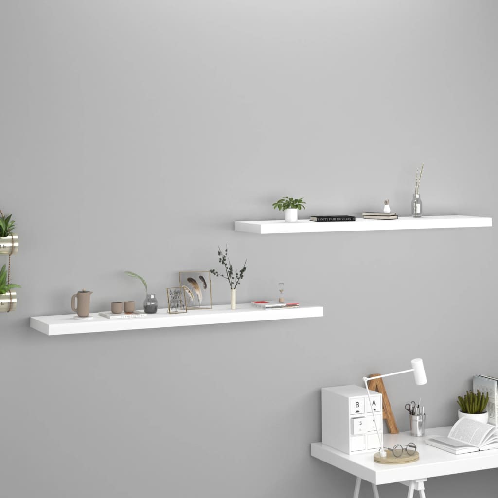 Étagères murales flottantes 2 pcs blanc 120x23,5x3,8 cm MDF - XIOS