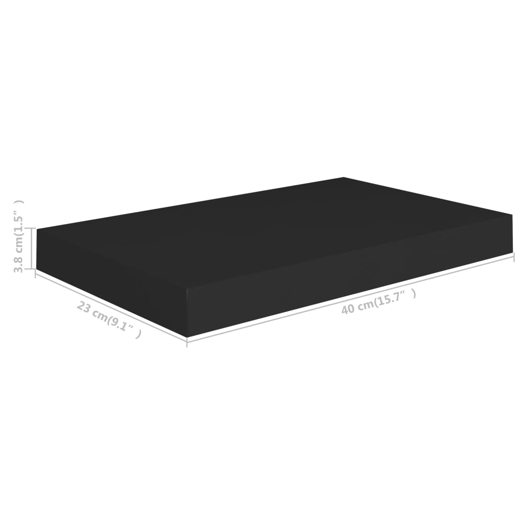 Étagères murales flottantes 2 pcs noir 40x23x3,8 cm MDF - XIOS