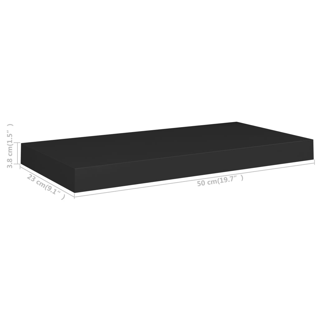 Étagères murales flottantes 2 pcs noir 50x23x3,8 cm MDF - XIOS
