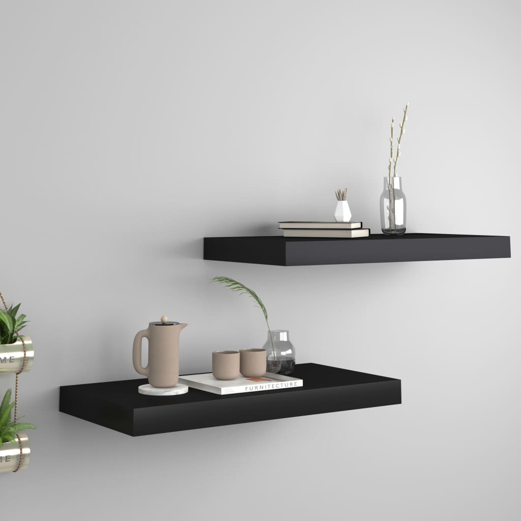 Étagères murales flottantes 2 pcs noir 50x23x3,8 cm MDF - XIOS