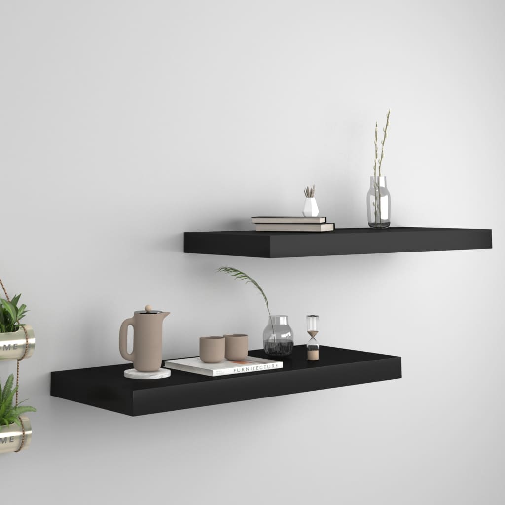 Étagères murales flottantes 2 pcs noir 60x23,5x3,8 cm MDF - XIOS