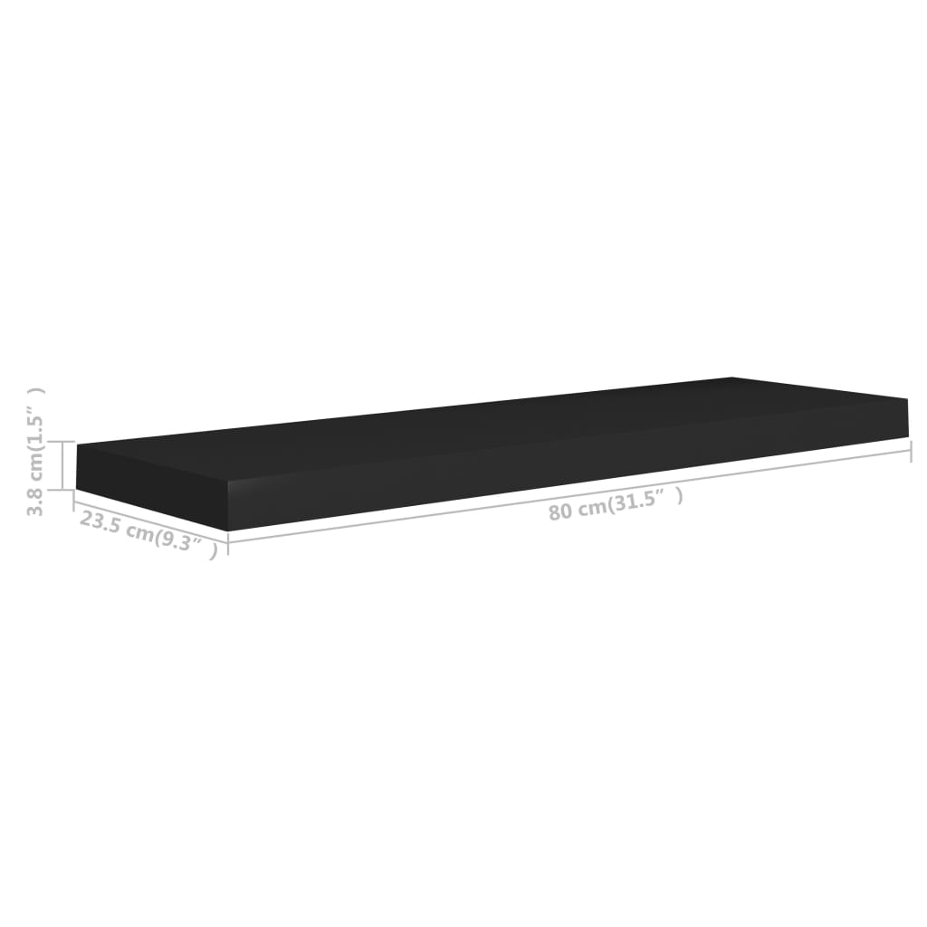 Étagères murales flottantes 2 pcs noir 80x23,5x3,8 cm MDF - XIOS