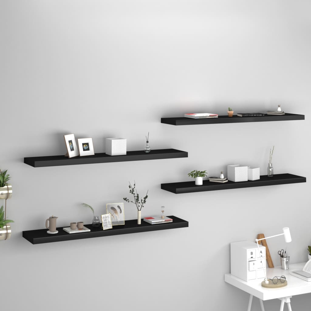 Étagères murales flottantes 4 pcs noir 120x23,5x3,8 cm MDF - XIOS