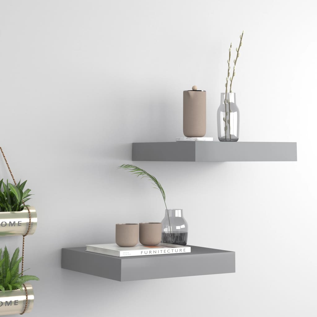 Étagères murales flottantes 2 pcs gris 23x23,5x3,8 cm MDF - XIOS