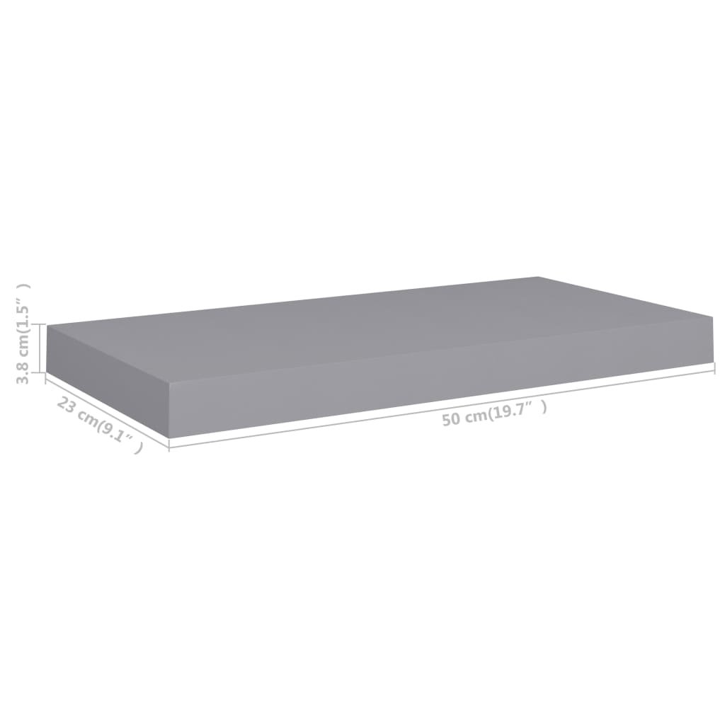 Étagère murale flottante gris 50x23x3,8 cm MDF - XIOS