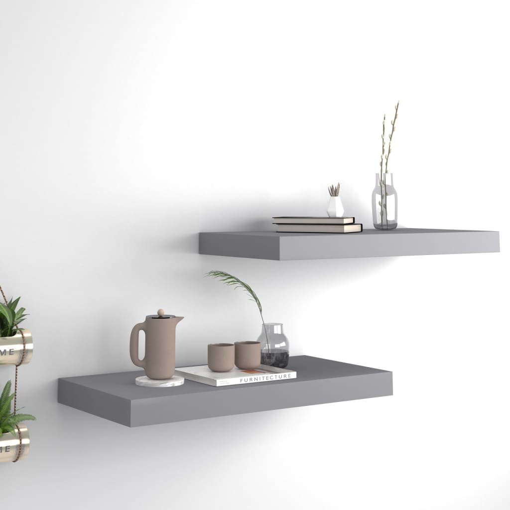 Étagères murales flottantes 2 pcs gris 50x23x3,8 cm MDF - XIOS