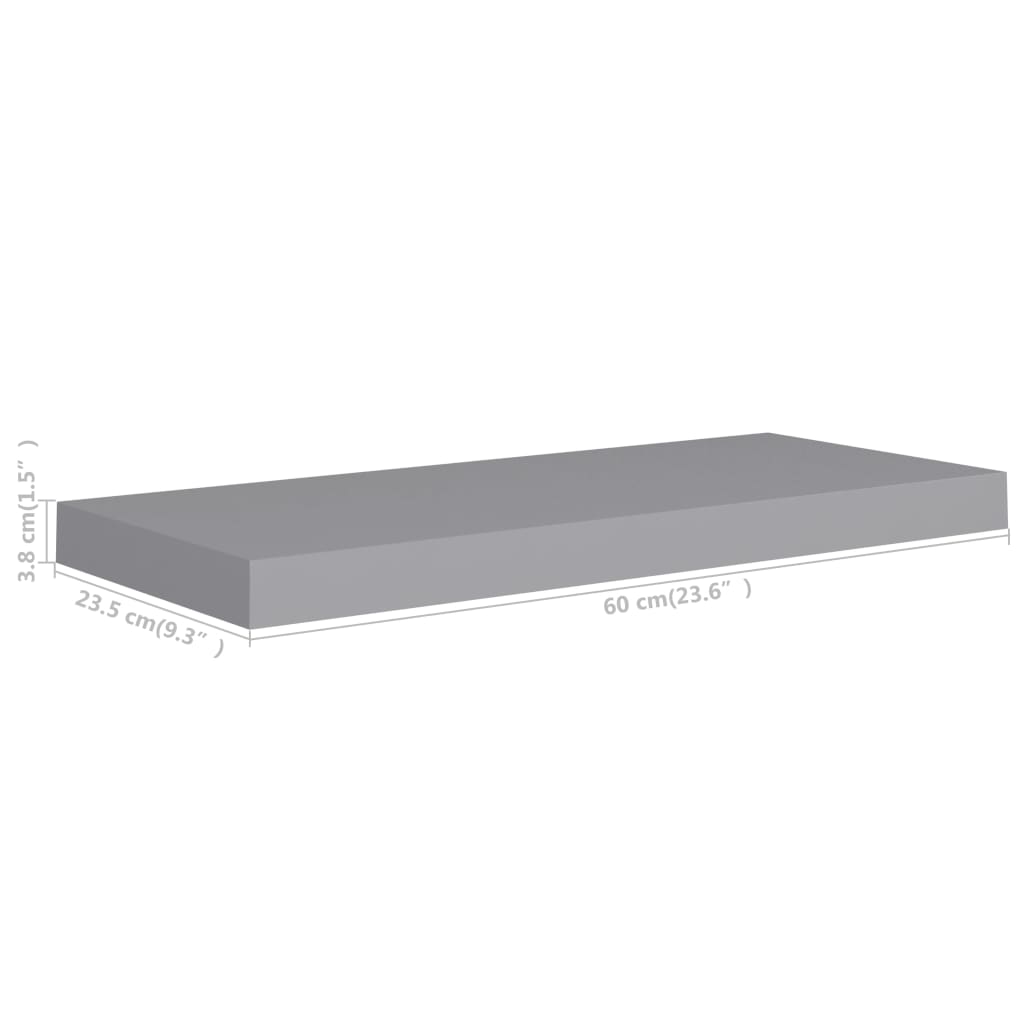 Étagère murale flottante gris 60x23,5x3,8 cm MDF - XIOS