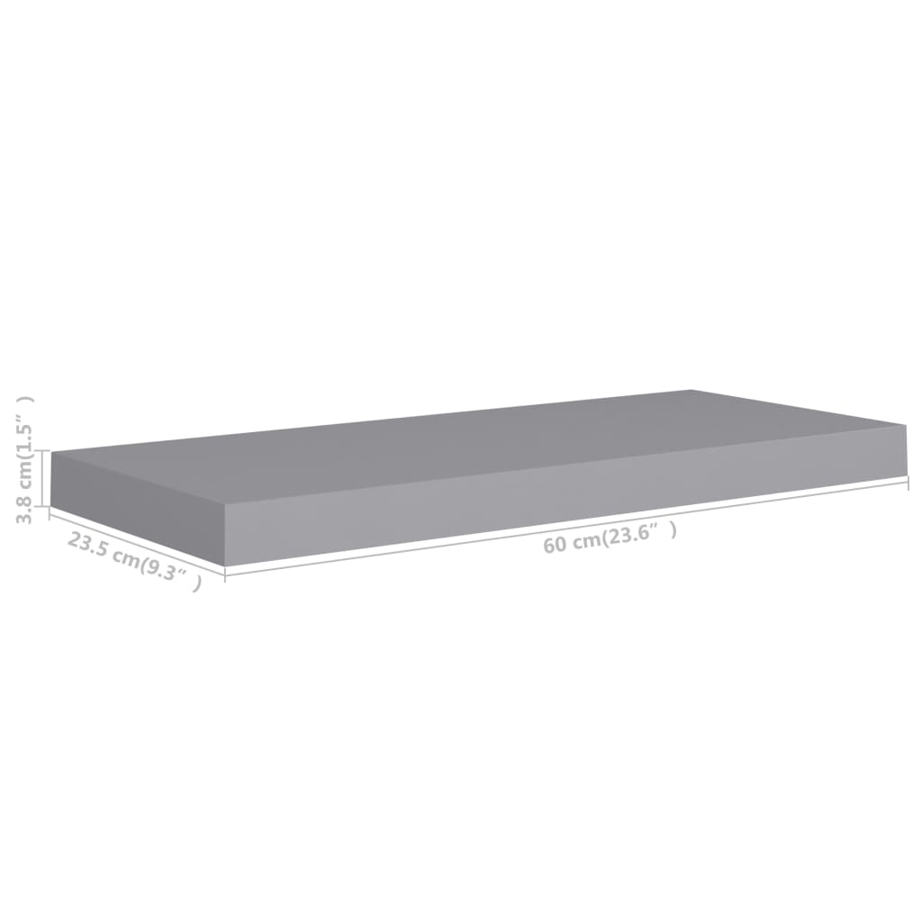Étagères murales flottantes 2 pcs Gris 60x23,5x3,8 cm MDF - XIOS