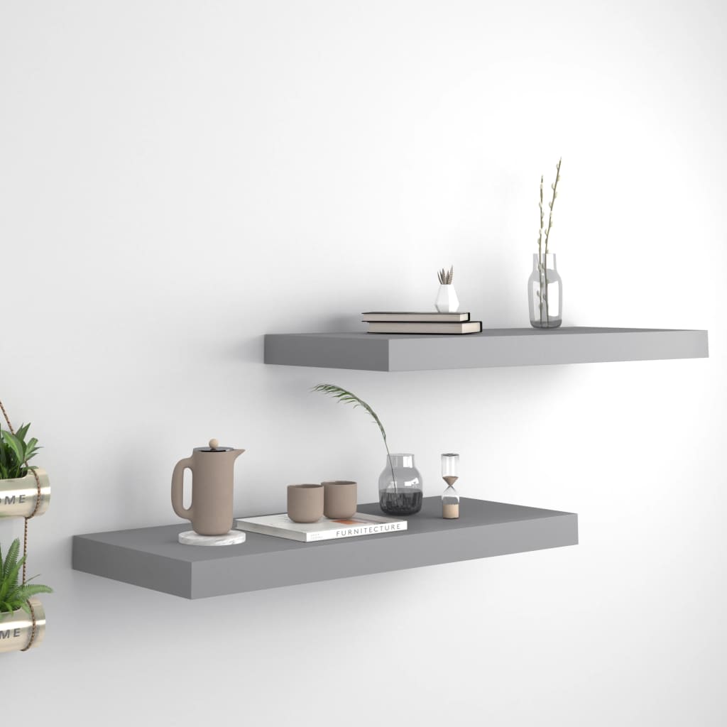 Étagères murales flottantes 2 pcs Gris 60x23,5x3,8 cm MDF - XIOS