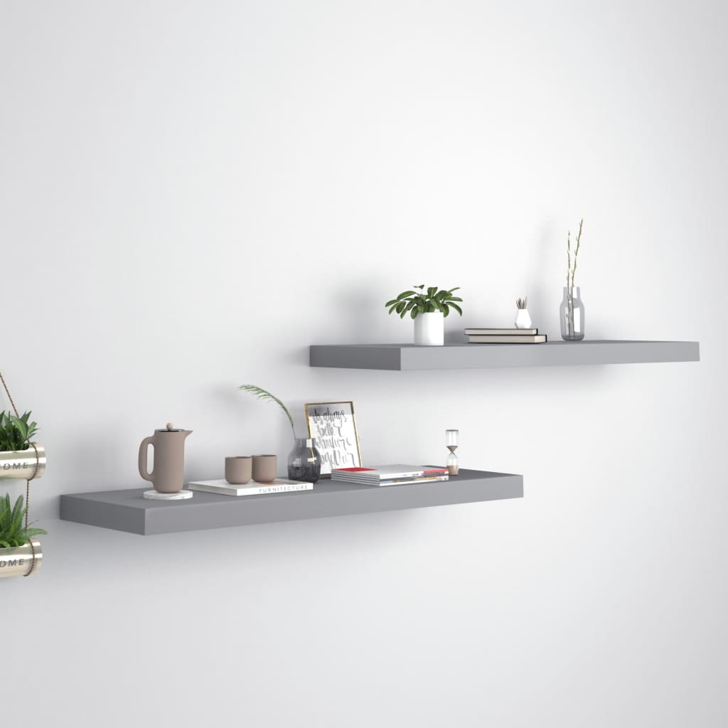 Étagères murales flottantes 2 pcs gris 80x23,5x3,8 cm MDF - XIOS