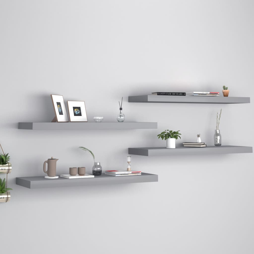 Étagères murales flottantes 4 pcs gris 80x23,5x3,8 cm MDF - XIOS