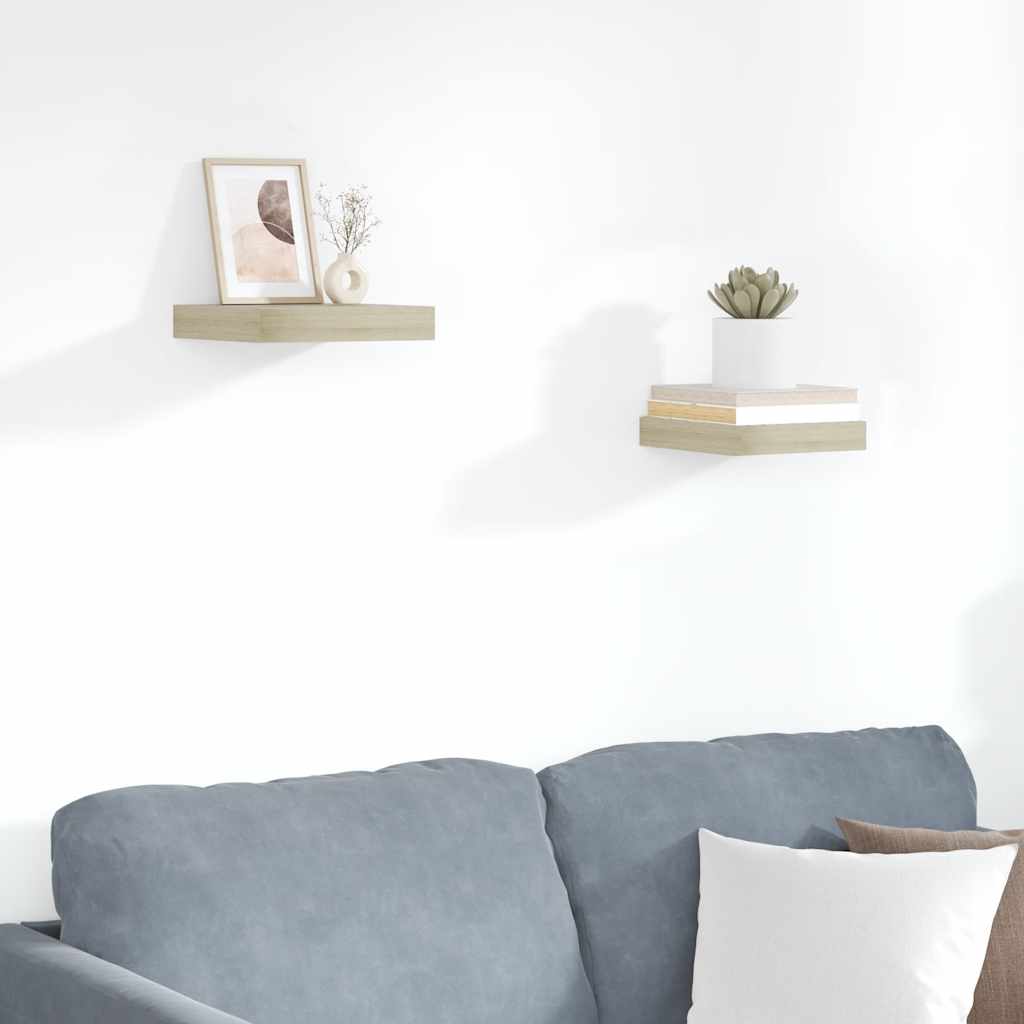 Étagères murales flottantes 2 pcs chêne 23x23,5x3,8 cm MDF - XIOS