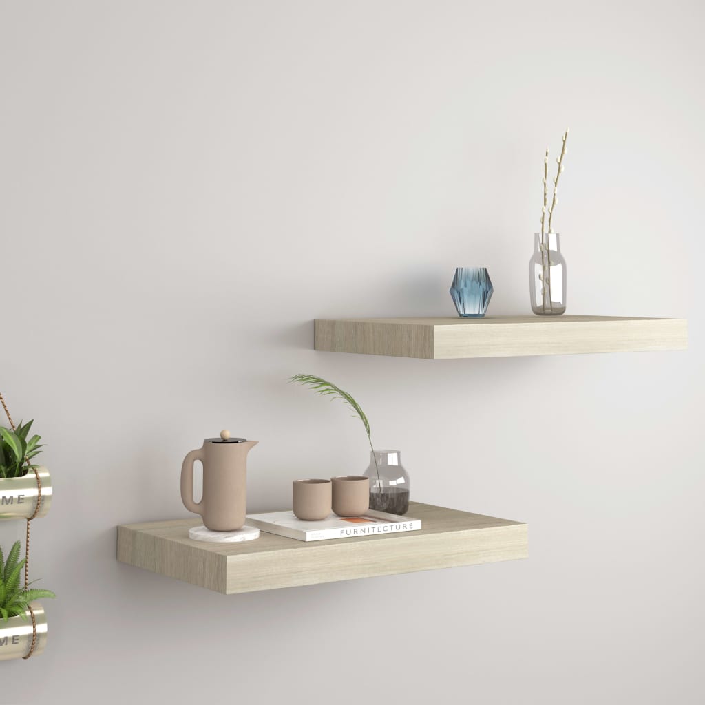 Étagères murales flottantes 2 pcs chêne 40x23x3,8 cm MDF - XIOS