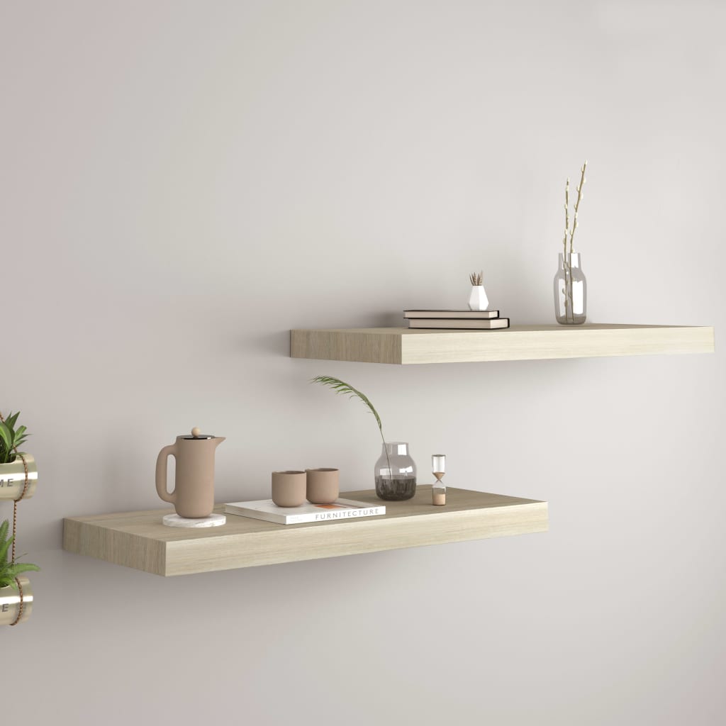 Étagères murales flottantes 2 pcs chêne 60x23,5x3,8 cm MDF - XIOS